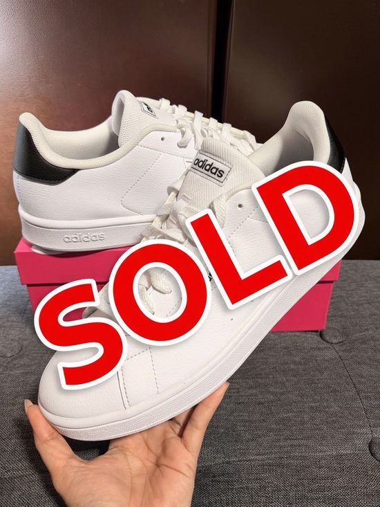 adidas Shoes - adidas White leather Sneakers with Black Heel Accent